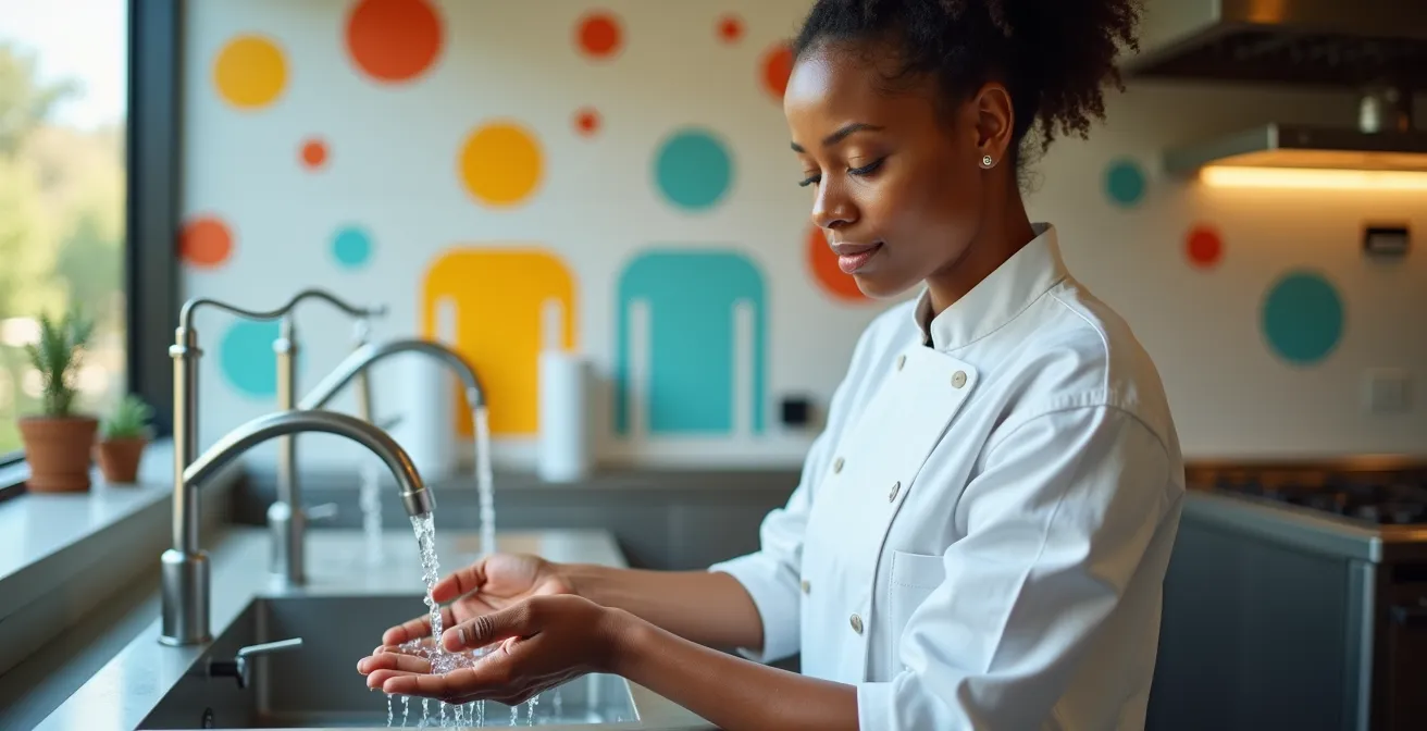 Visuelle Hygieneanweisungen mit internationalen Symbolen