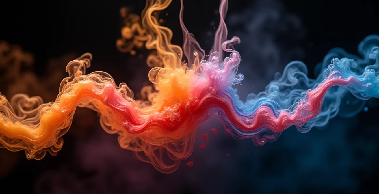 Abstrakte Darstellung von Aromenmolekülen in wissenschaftlicher Ästhetik