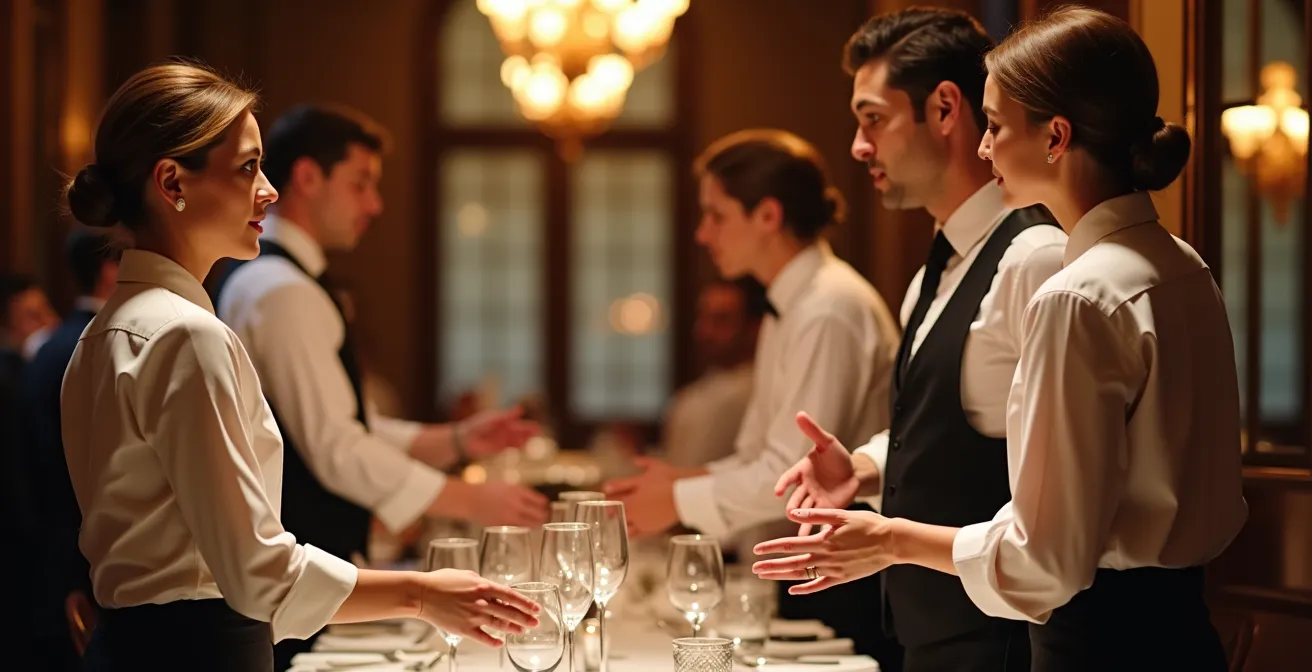 Professionelles Serviceteam bei der Koordination eines Banketts