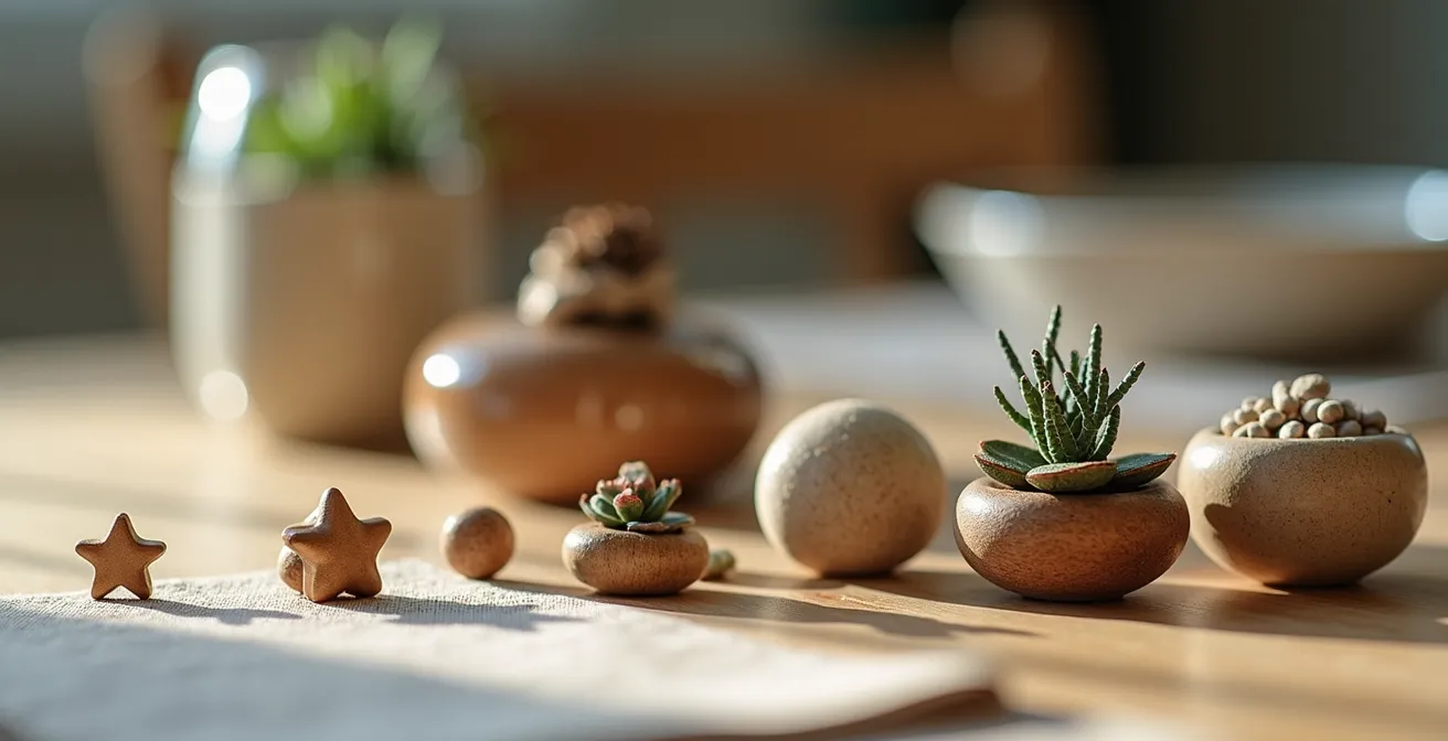 Vergleich verschiedener Streudekogrößen auf einem festlich gedeckten Tisch